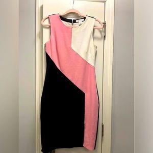 Black/White/Pink Sheath Dress- size 2